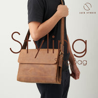 Jack Studio Full Grain Crazy Horse Leather Sling Crossbody Bag Beg Lelaki - BAC 30839 thumbnail