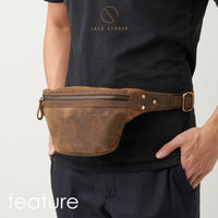 Jack Studio Full Grain Crazy Horse Leather Crossbody Chest Waist Bag - BAC 30834 thumbnail