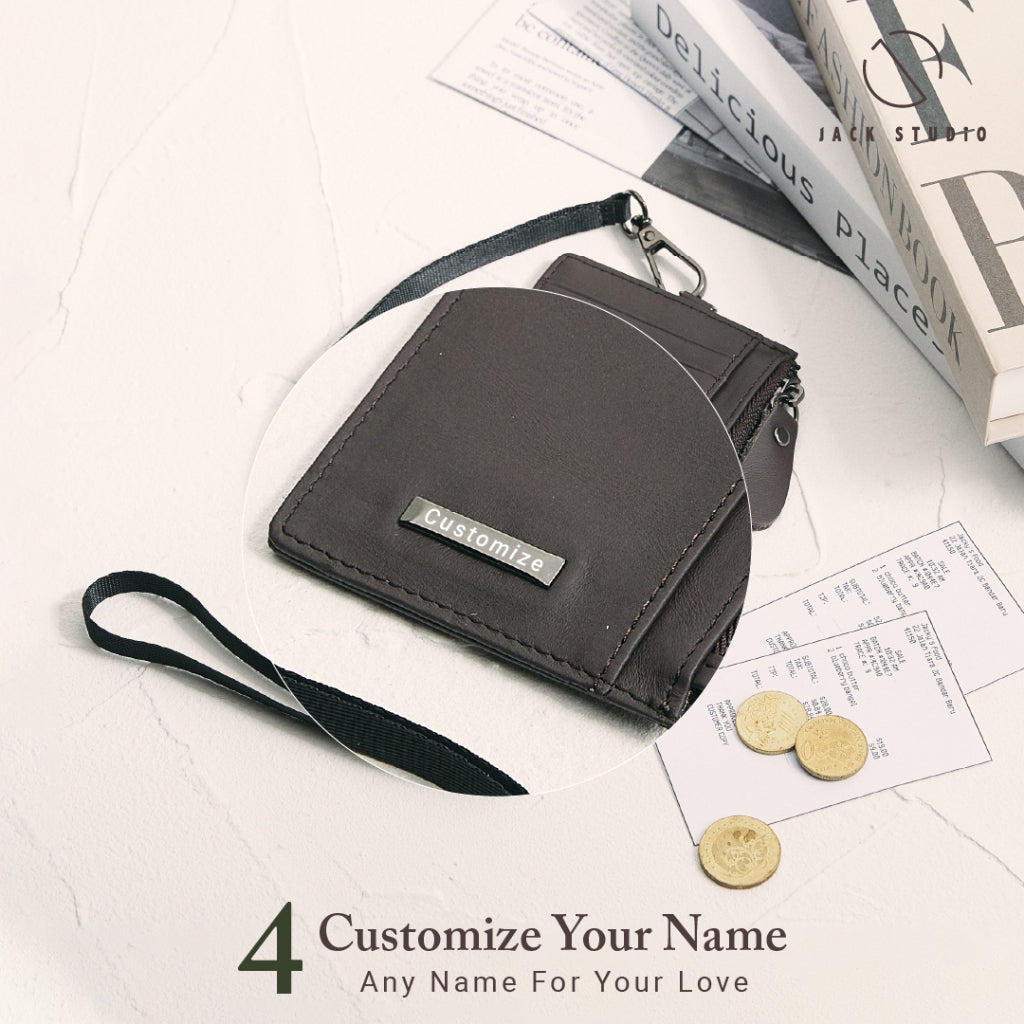 Jack Studio Genuine Cow Leather Name Tag Card Holder With Lanyard and Leather Tag Strap - JWB 30853N /30853