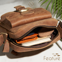 Jack Studio Full Grain Crazy Horse Leather Sling Bag Crossbody Bag Beg Lelaki - BAC 30835 thumbnail