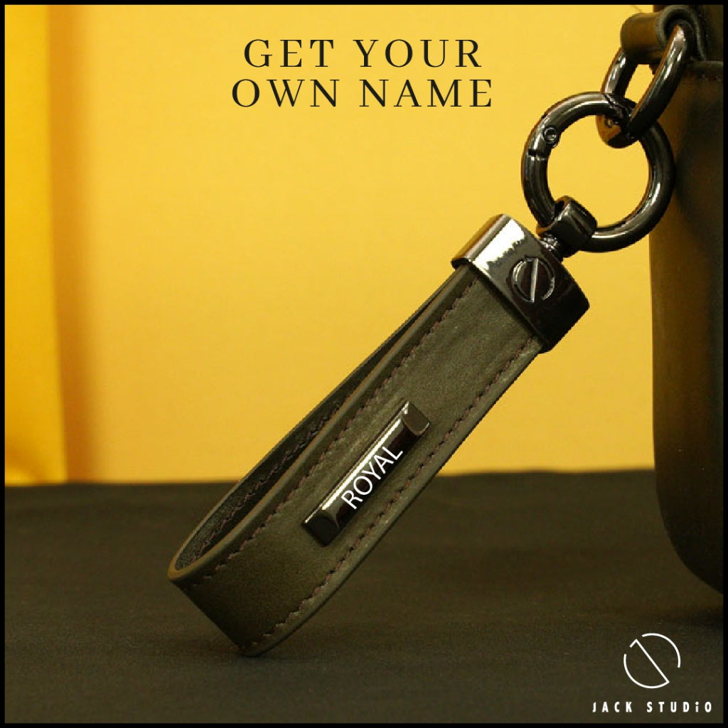 Jack Studio Genuine Cow Leather Men’s Keychain Name Engraving with Gift Box - JS Royal Set 4
