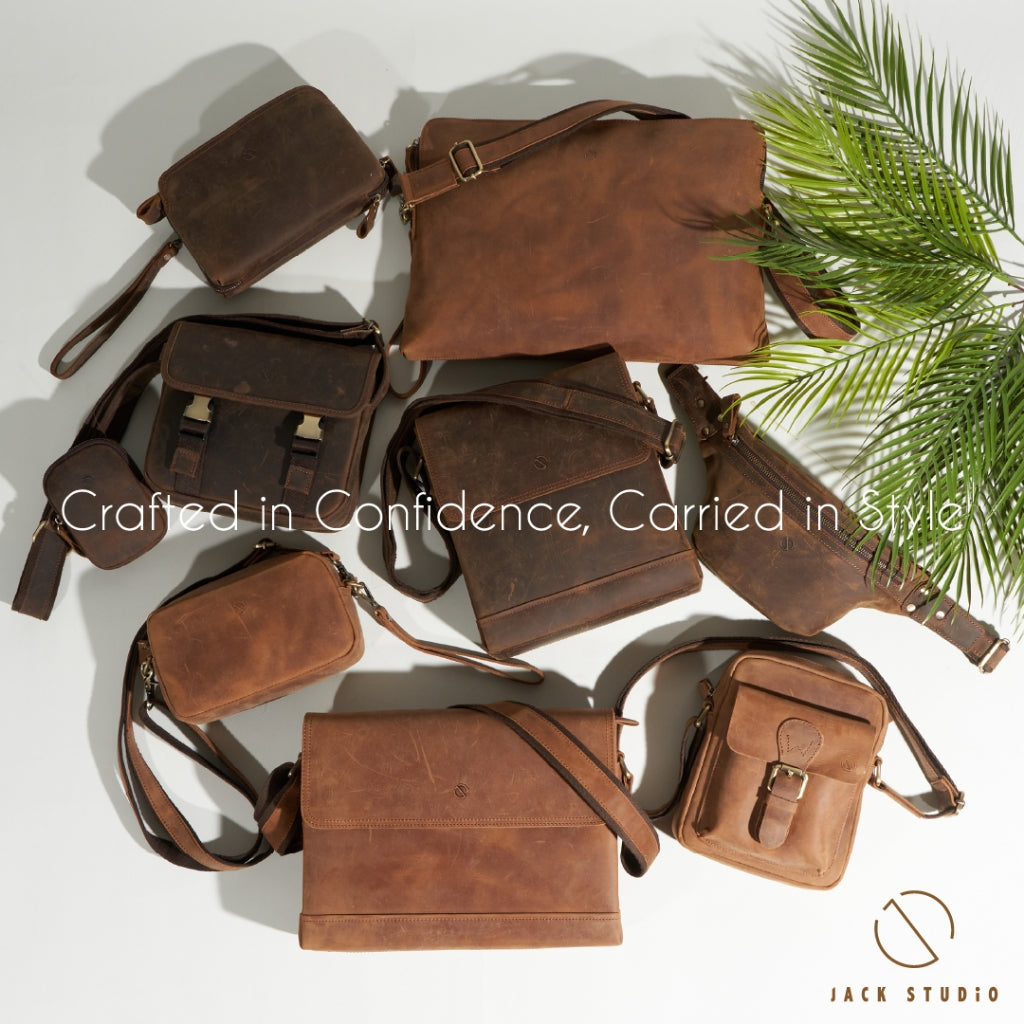 Jack Studio Full Grain Crazy Horse Leather Crossbody Chest Waist Bag - BAC 30834
