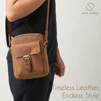 Jack Studio Full Grain Crazy Horse Leather Sling Bag Crossbody Bag Beg Lelaki - BAC 30835 thumbnail