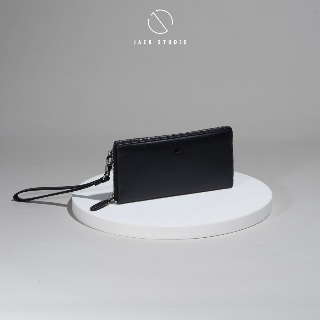 Jack Studio Full Grain Cow Leather Black Long Clutch Wallet Dompet Panjang - BAB 30812 - Jack Studio Marketing Sdn Bhd