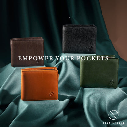Jack Studio Vegetable Tanned Genuine Cow Leather Bifold Men’s Wallet with Coin Pocket - JWC 31051