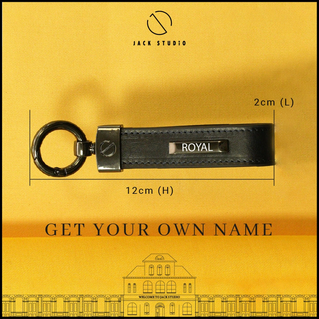 Jack Studio Genuine Cow Leather Men’s Keychain Name Engraving with Gift Box - JS Royal Set 4