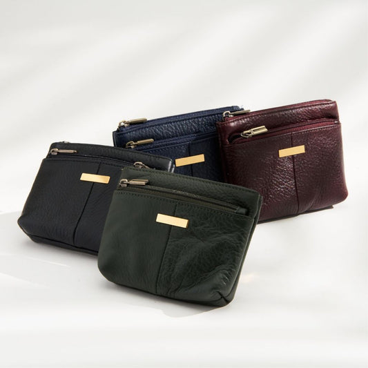 Jack Studio Full Grain Leather Small Coin Pouch Zip Wallet Woman Purse with Keyholder -  JWB 40556 CP