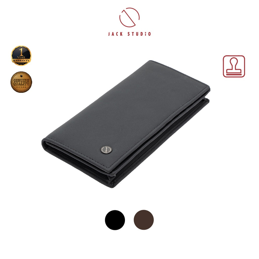 Jack Studio Men's Top Grain Leather Bi-Fold Long Wallet - 2 Patterns - JWC 20162 / JWC 20163