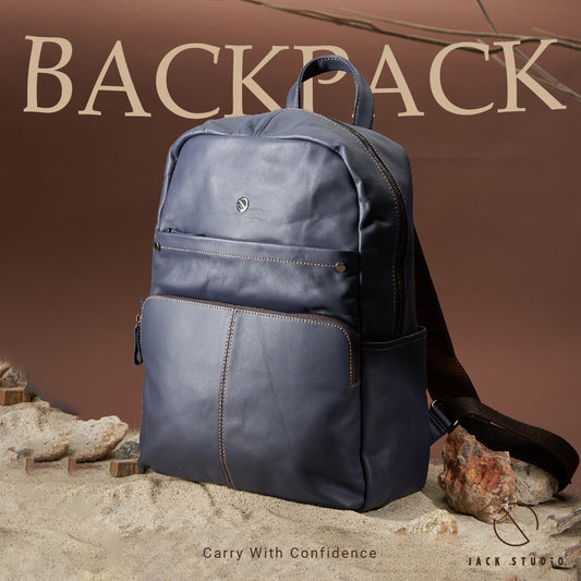 Jack Studio Full Grain Leather Stylish Large Backpack Travel Casual Bag - BAB 30502