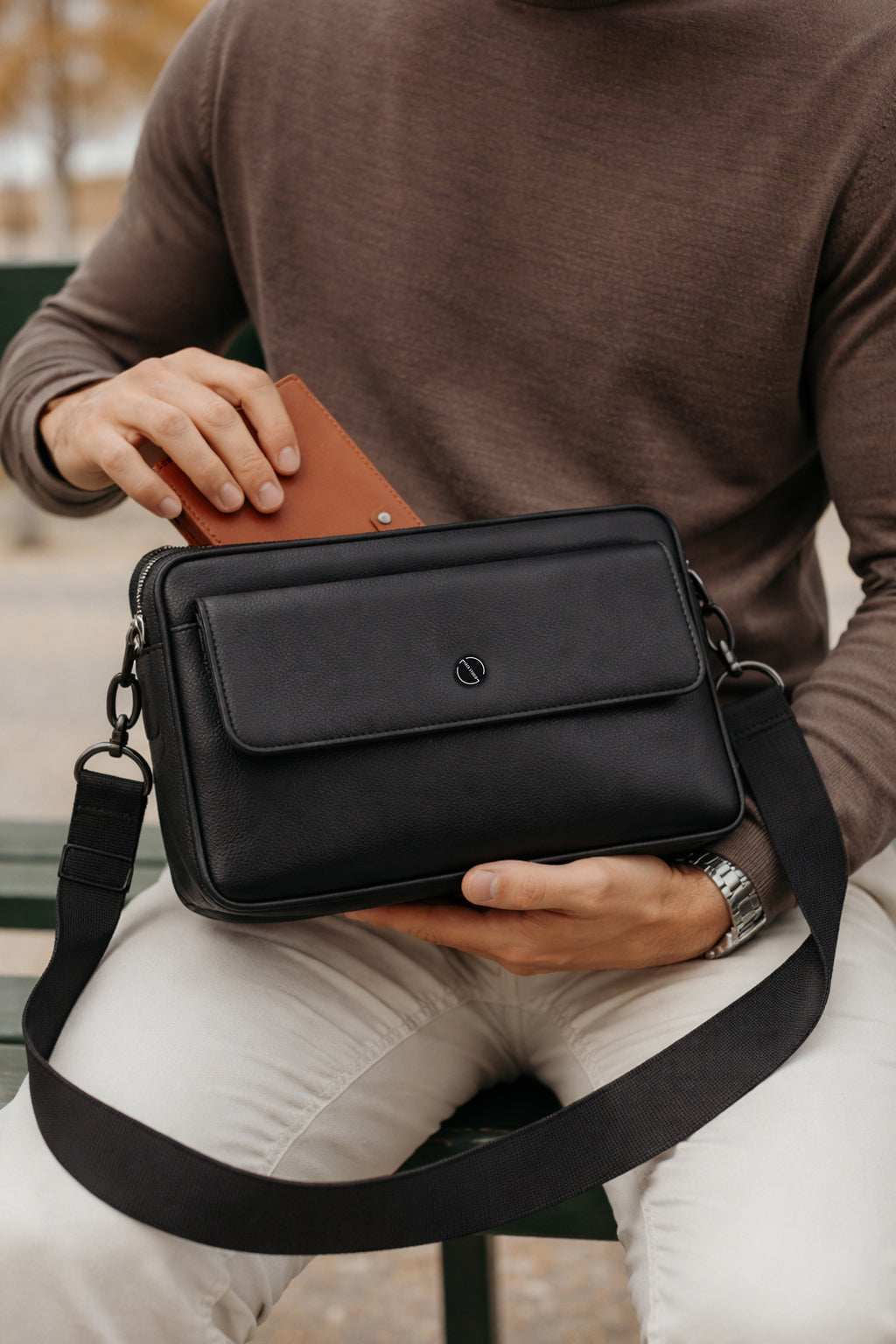 (test only)Jack Studio Genuine Leather Sleek Stylish Sling Bag Beg Silang Unisex - BAB60102