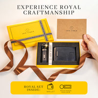 Leather Men’s Gift Set with Full Grain Wallet and Keychain – ROYAL Collection thumbnail