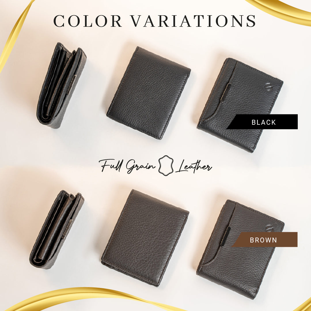 Jack Studio Exclusive Name Engraving Men's Gift Set Full Grain Leather Wallet & Keychain 2 Colors - JS ROYAL SET 2