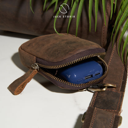 Jack Studio Full Grain Crazy Horse Leather Casual Sling Crossbody Bag With Leather Pouch - BAC 30836