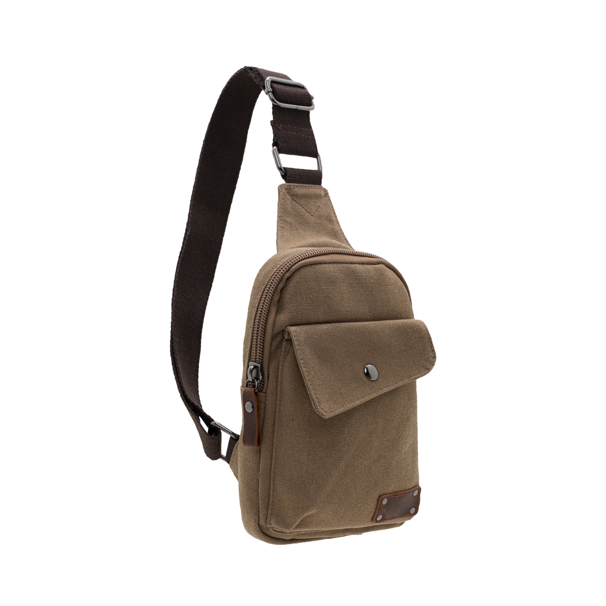 Jack Studio Simple Canvas Leather Crossbody Sling Chest Bag with Snap Pocket - BAD 40102 - Jack Studio Marketing Sdn Bhd