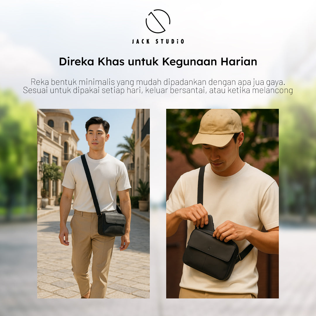 （test）Stylish Sling Crossbody Cow Leather Men's Bag - BAI50518