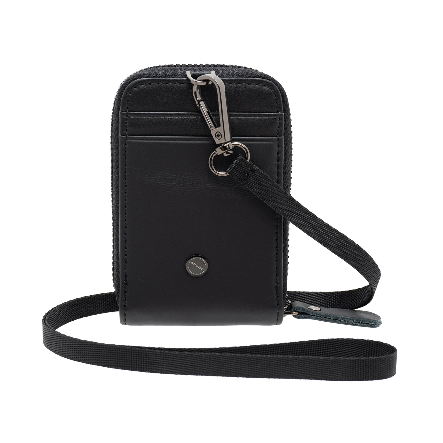 Jack Studio Genuine Cow Leather Card Holder with Round Zipper ID Card Holder Lanyard - JWB 30854