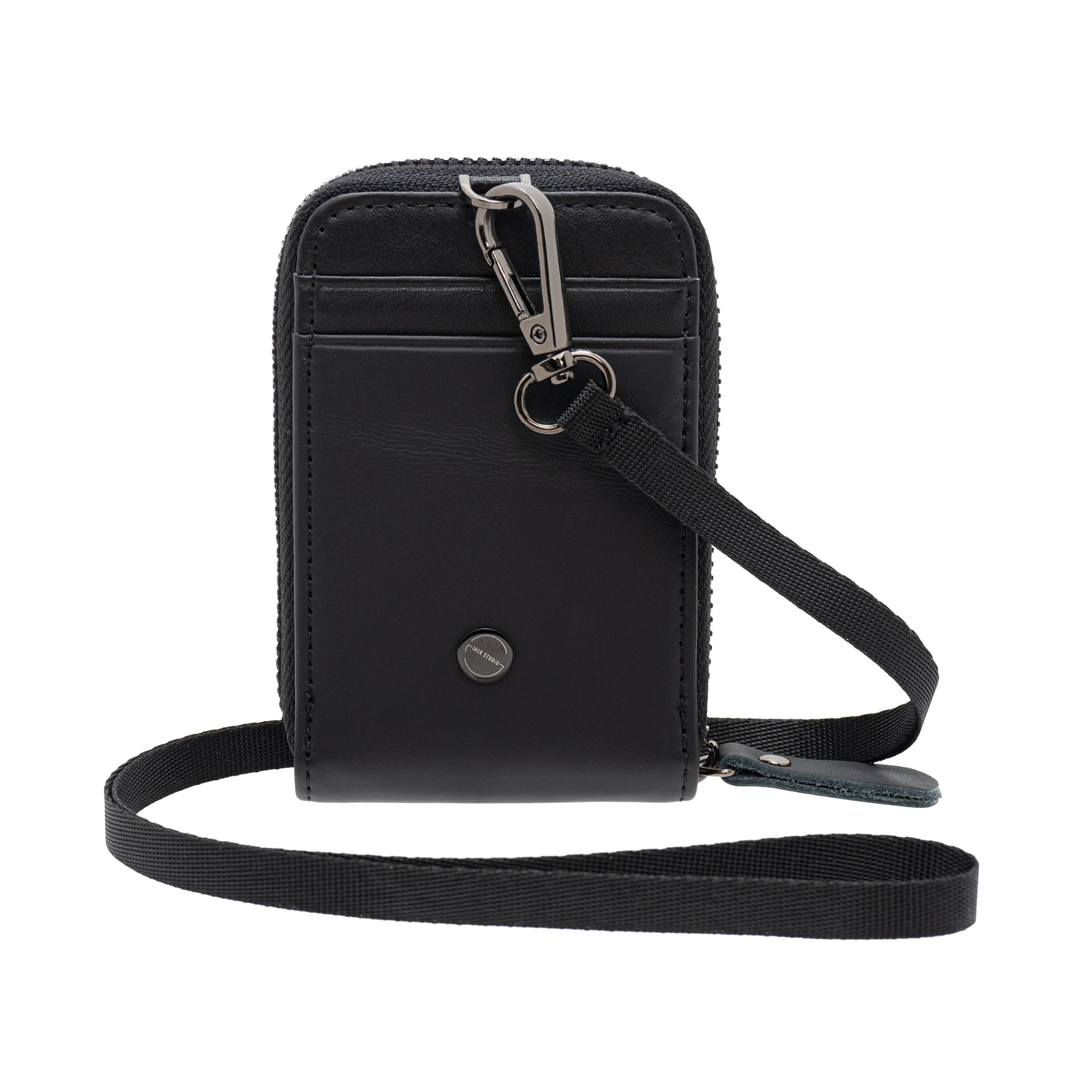Jack Studio Genuine Cow Leather Card Holder with Round Zipper ID Card Holder Lanyard - JWB 30854 - Jack Studio Marketing Sdn Bhd