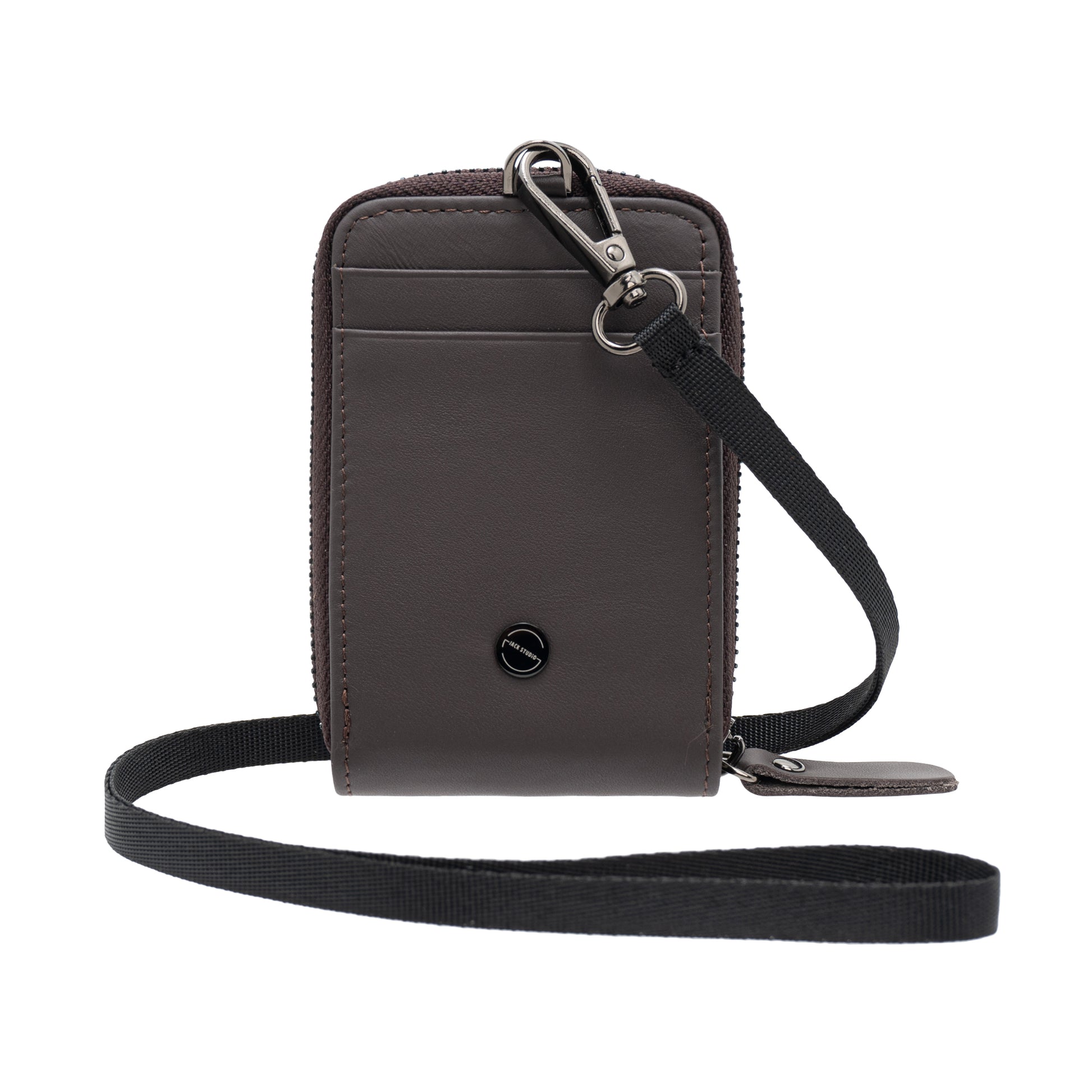 Jack Studio Genuine Cow Leather Card Holder with Round Zipper ID Card Holder Lanyard - JWB 30854 - Jack Studio Marketing Sdn Bhd