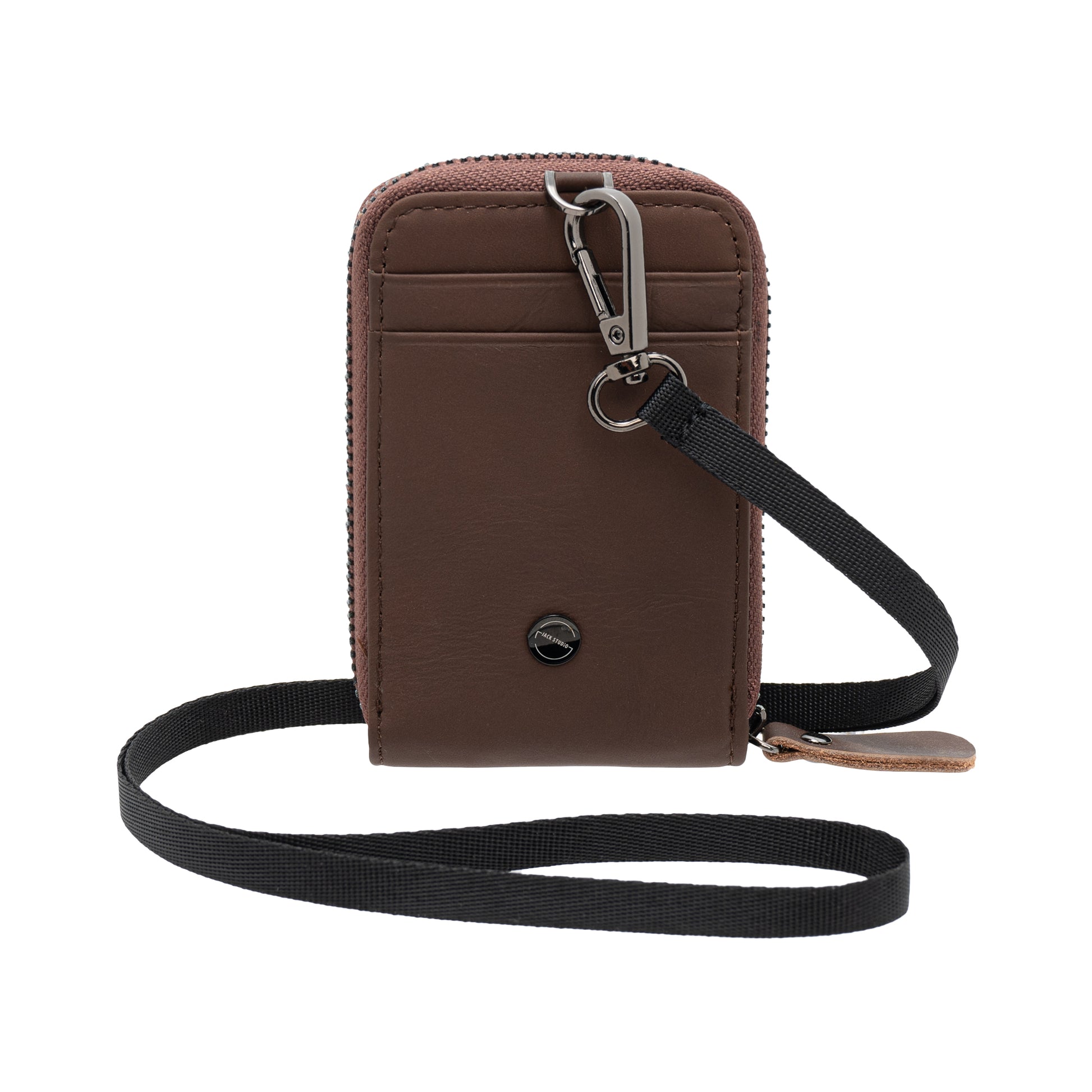 Jack Studio Genuine Cow Leather Card Holder with Round Zipper ID Card Holder Lanyard - JWB 30854 - Jack Studio Marketing Sdn Bhd