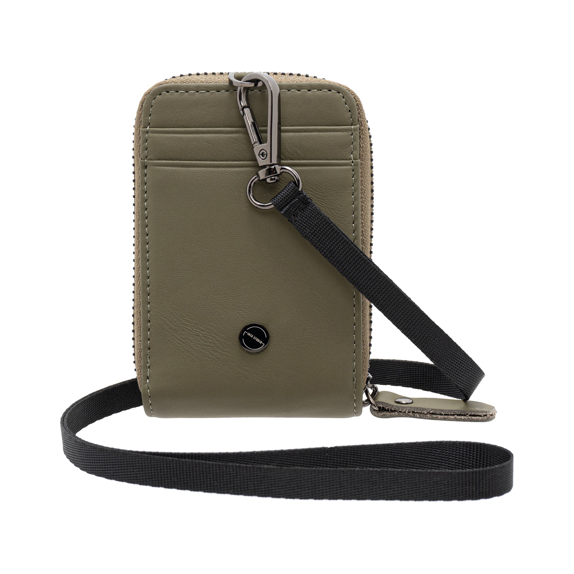 Jack Studio Genuine Cow Leather Card Holder with Round Zipper ID Card Holder Lanyard - JWB 30854 - Jack Studio Marketing Sdn Bhd
