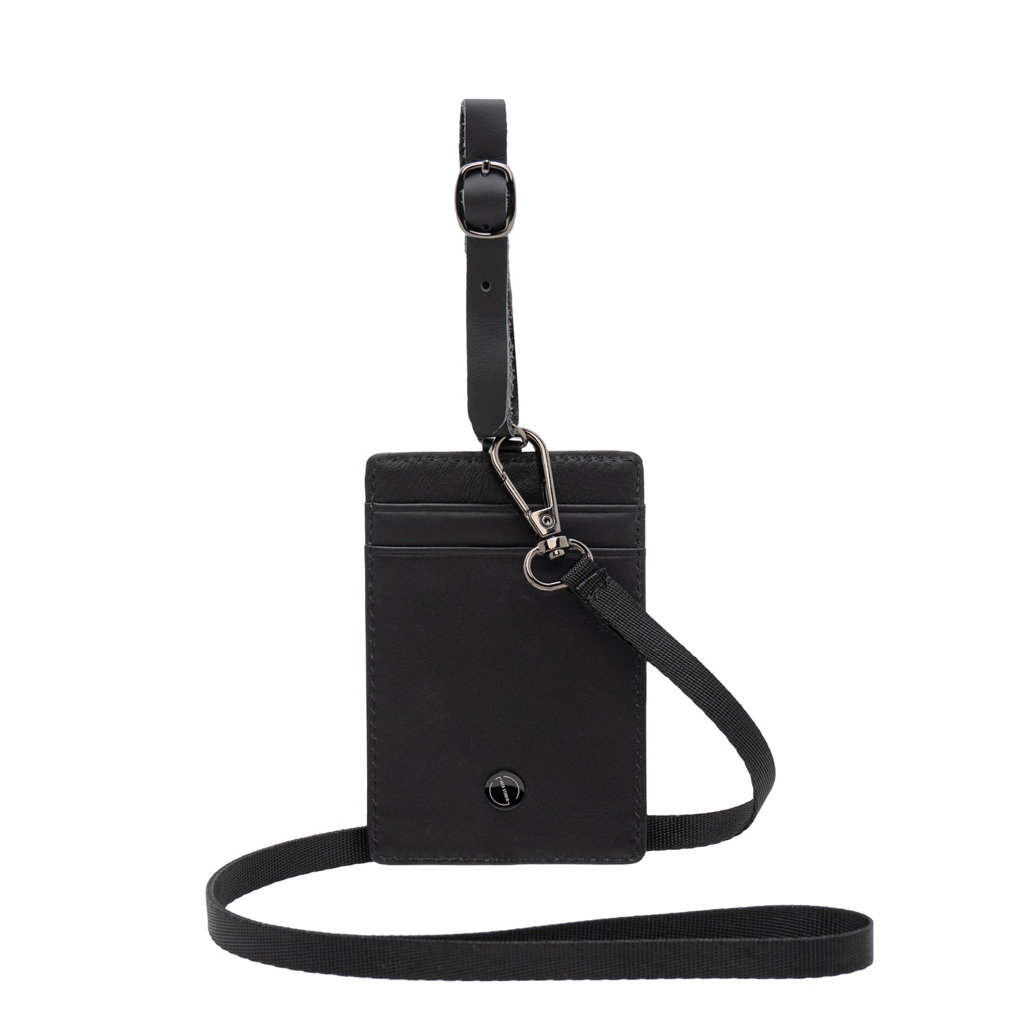 Jack Studio Genuine Cow Leather Card Holder ID Window with Black Lanyard Strap and Leather Tag - JWB 30855