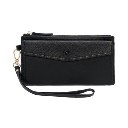 Jack Studio Full Grain Leather Ladies Women Long Zipper Wallet Purse with Snap Button Pocket - JWB 40552 LZ