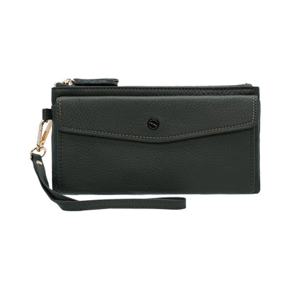 Jack Studio Full Grain Leather Ladies Women Long Zipper Wallet Purse with Snap Button Pocket - JWB 40552 LZ