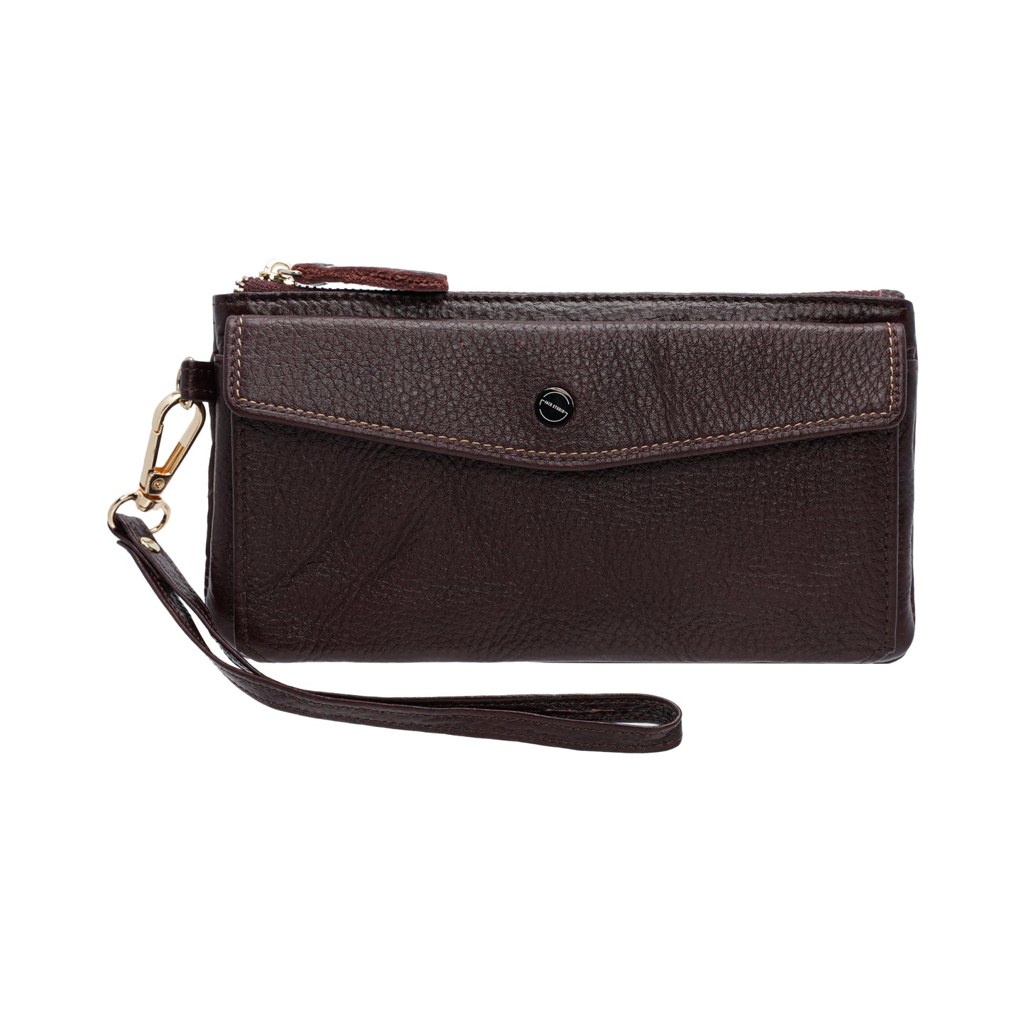 Jack Studio Full Grain Leather Ladies Women Long Zipper Wallet Purse with Snap Button Pocket - JWB 40552 LZ