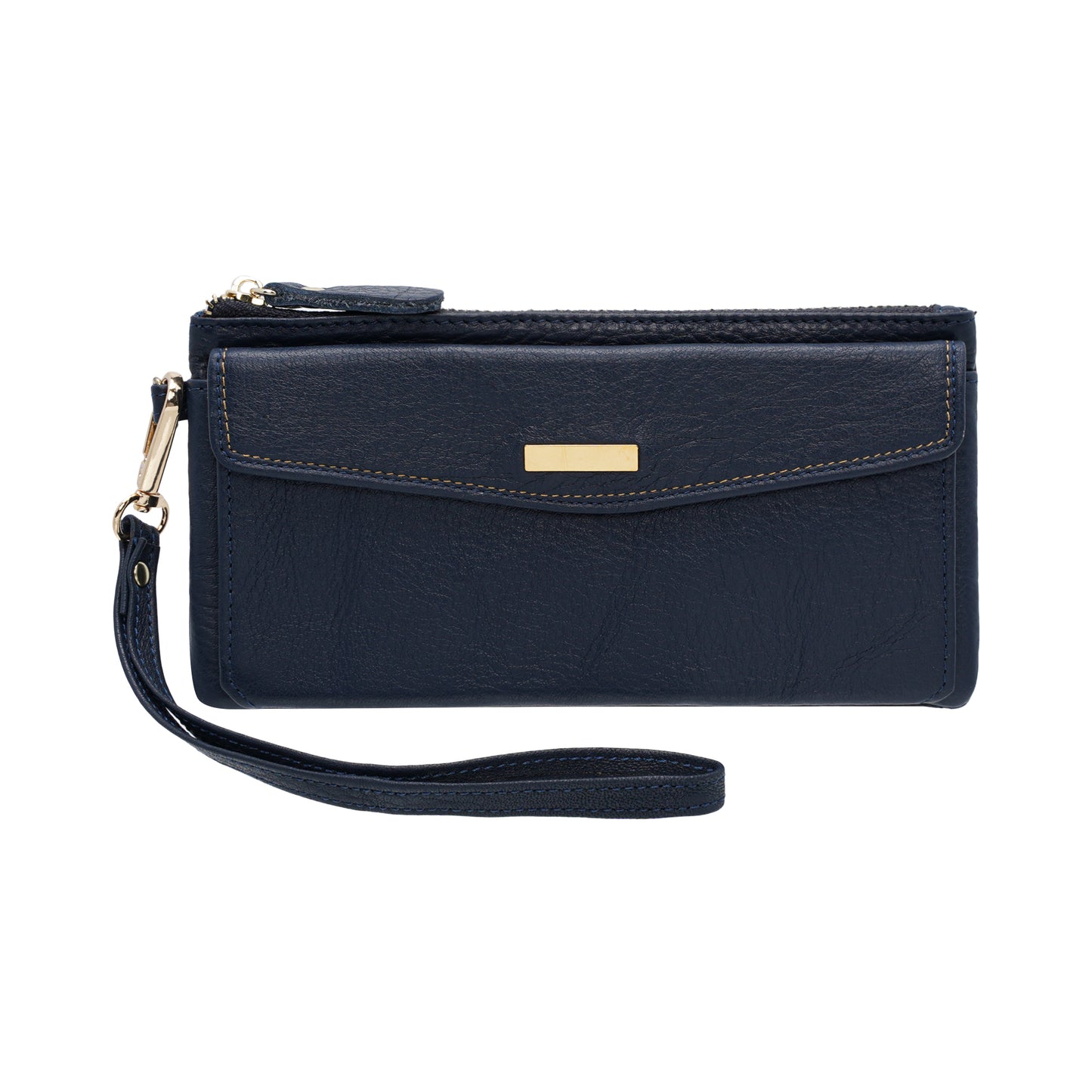 Jack Studio Full Grain Leather Ladies Women Long Zipper Wallet Purse with Snap Button Pocket - JWB 40552 LZ