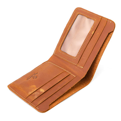 Jack Studio Full Grain Leather Crazy Horse Brencó Fold Short Bi-fold Wallet Dompet Lelaki Vintage - JWC 50951 B