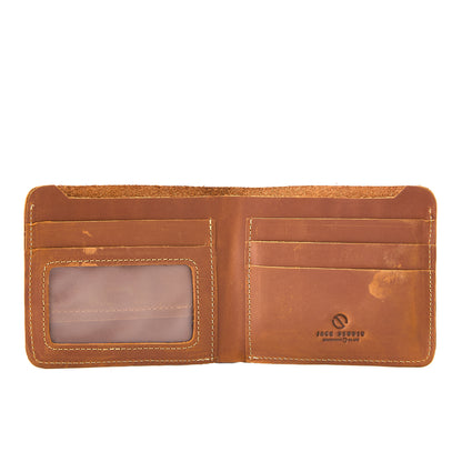 Jack Studio Full Grain Leather Crazy Horse Brencó Fold Short Bi-fold Wallet Dompet Lelaki Vintage - JWC 50951 B