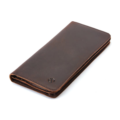 Jack Studio Full Grain Leather Crazy Horse Brencó Vertical Long Bi-fold Wallet Dompet Panjang Lelaki Vintage - JWC 50952