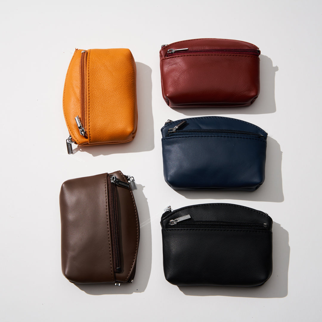 Jack Studio Genuine Cow Leather Coin Pouch Zip Wallet with Keyholder - JK40155