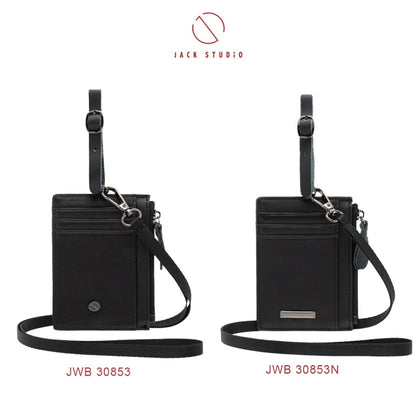 Jack Studio Genuine Cow Leather Name Tag Card Holder With Lanyard and Leather Tag Strap - JWB 30853N /30853