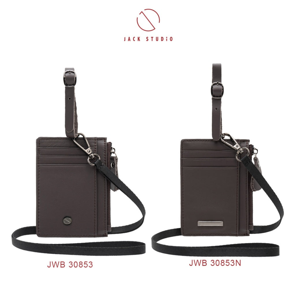 Jack Studio Genuine Cow Leather Name Tag Card Holder With Lanyard and Leather Tag Strap - JWB 30853N /30853