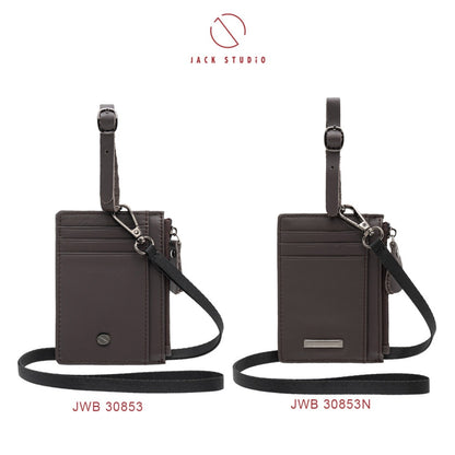 Jack Studio Genuine Cow Leather Name Tag Card Holder With Lanyard and Leather Tag Strap - JWB 30853N /30853