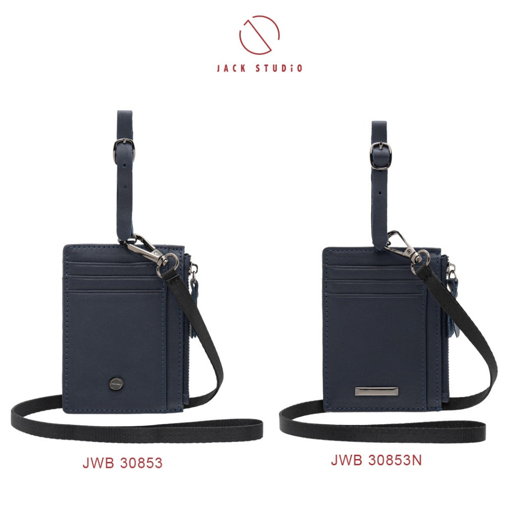 Jack Studio Genuine Cow Leather Name Tag Card Holder With Lanyard and Leather Tag Strap - JWB 30853N /30853