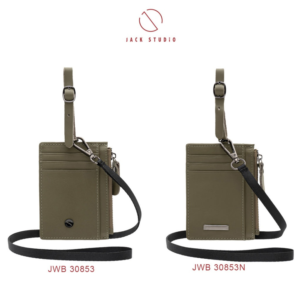 Jack Studio Genuine Cow Leather Name Tag Card Holder With Lanyard and Leather Tag Strap - JWB 30853N /30853