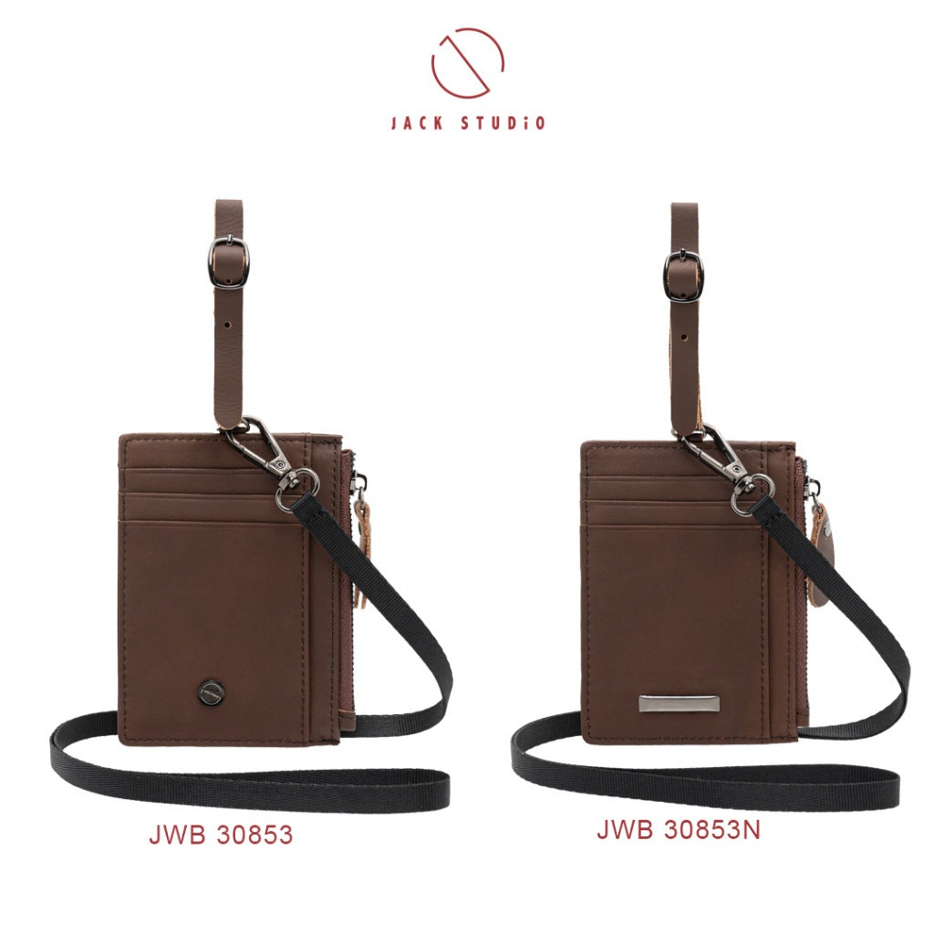 Jack Studio Genuine Cow Leather Name Tag Card Holder With Lanyard and Leather Tag Strap - JWB 30853N /30853