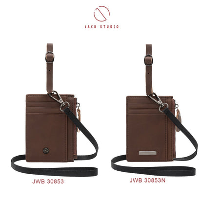 Jack Studio Genuine Cow Leather Name Tag Card Holder With Lanyard and Leather Tag Strap - JWB 30853N /30853