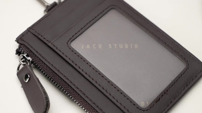 Jack Studio Genuine Cow Leather Name Tag Card Holder With Lanyard and Leather Tag Strap - JWB 30853N /30853