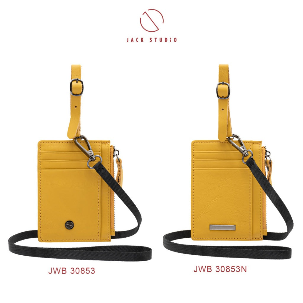 Jack Studio Genuine Cow Leather Name Tag Card Holder With Lanyard and Leather Tag Strap - JWB 30853N /30853