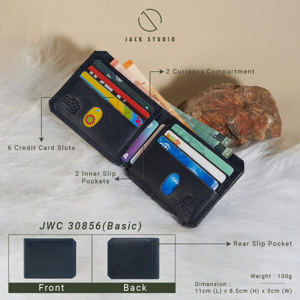 Jack Studio Vegetable Tanned Cow Leather RFID protection Bifold Men’s Wallet - JWC 30856/ 30857/ 30858