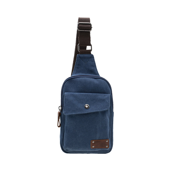 Jack Studio Simple Canvas Leather Crossbody Sling Chest Bag with Snap Pocket - BAD 40102