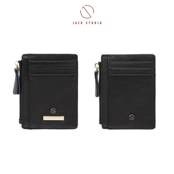 Jack Studio Natasha Genuine Leather Ladies Card Holder with Zip Credit Card Case Mini Wallet Purse Woman - JWB 21076