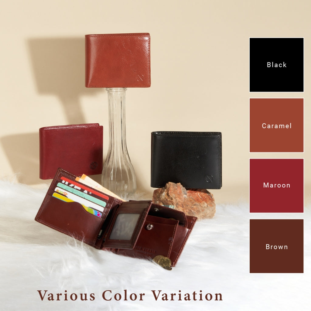 Jack Studio Vegetable Tanned Cow Leather Big Size Bifold Men’s Wallet with coin pocket - JWC 30862 - Jack Studio Marketing Sdn Bhd