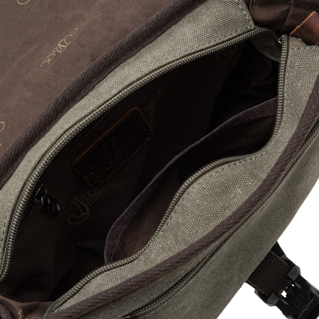 Jack Studio Free Engrave Name Canvas Leather Trendy Crossbody Sling Messenger Bag – BAD 40104