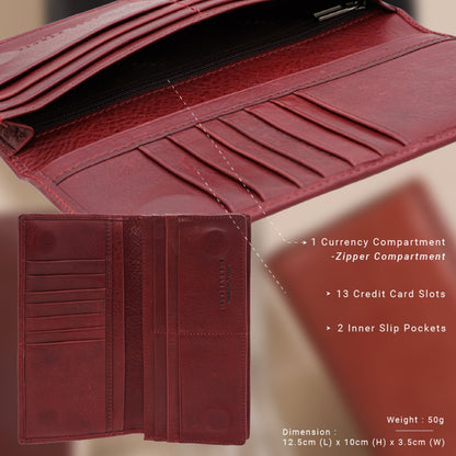 Jack Studio Vegetable Tanned Cow Leather Magnetic Closure Bifold Long Wallet - JWC 30863 - Jack Studio Marketing Sdn Bhd