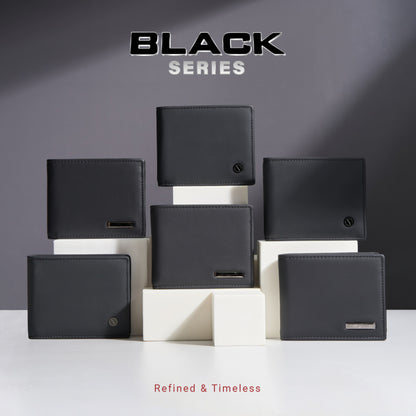 Jack Studio Men's Top Grain Leather Bi-Fold Black Wallet Free Name Engraving- 3 Patterns - JWC 20156/20157/20158 (Metal Box Packaging) - Jack Studio Marketing Sdn Bhd