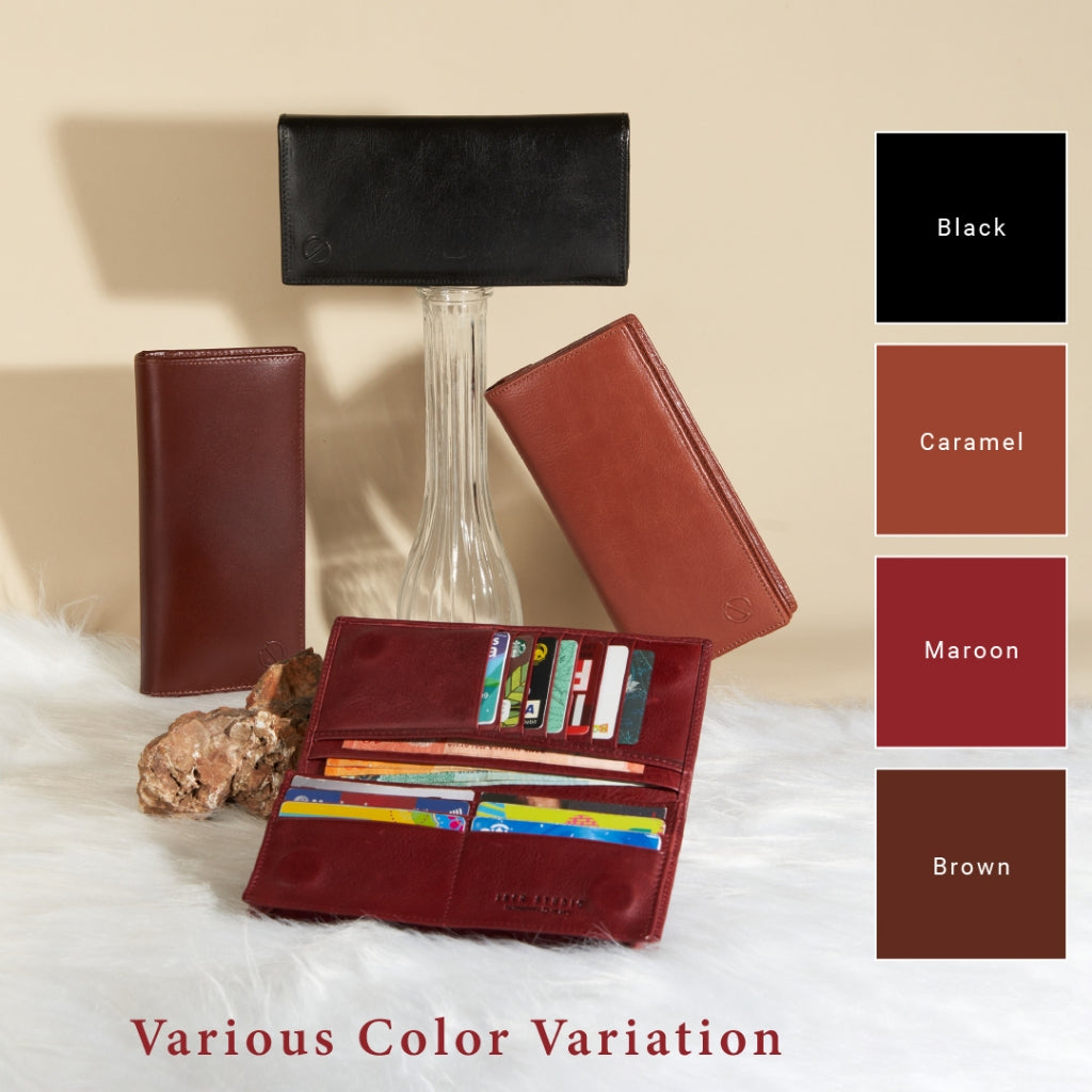 Jack Studio Vegetable Tanned Cow Leather Magnetic Closure Bifold Long Wallet - JWC 30863 - Jack Studio Marketing Sdn Bhd